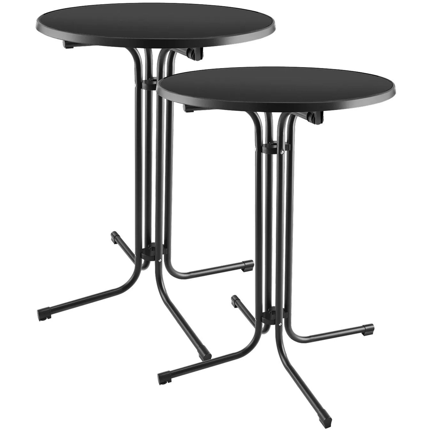 Tectake Stehtisch Eren Rund Mit Tischhusse Klappbar  90 x 110 cm  90 x 90 x 110 cm Schwarz