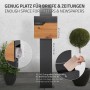 ML-Design Standbriefkasten in Anthrazit mit Holzoptik und Zeitungsfach. Moderner Briefkasten mit Ständer.
