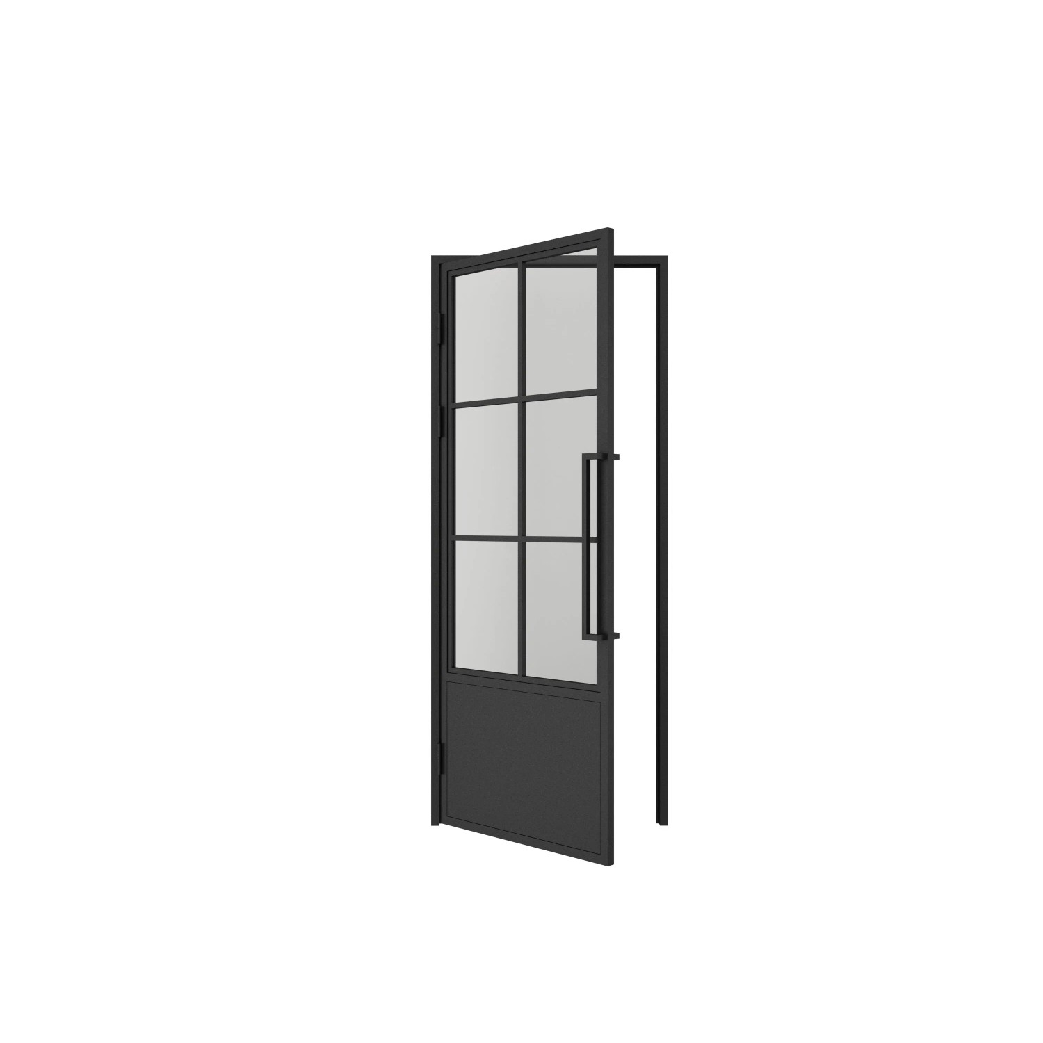Inova Loft Glastür 834 X 1972 Mm Klarglas 6 Felder Kickplatte Din Links Komplettset Beschlag In Schwarz Mit Griffstange Und Zarge