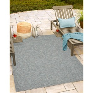 Floornovo Indoor & Outdoor Teppich Türkis Gemustert 280 x 200 cm