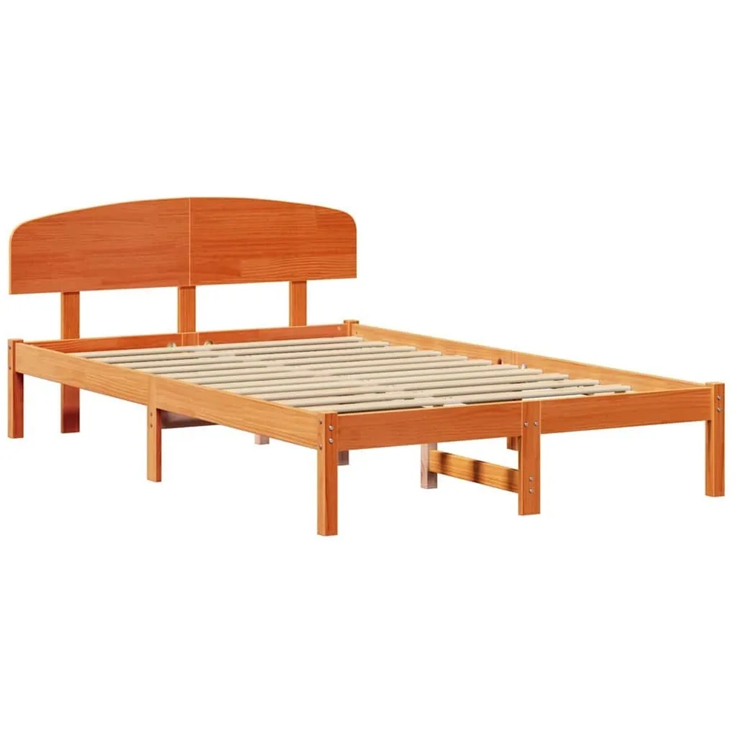 vidaXL Bettrahmen Wachsbraun 135 x 190 cm Massives Kiefernholz 872073