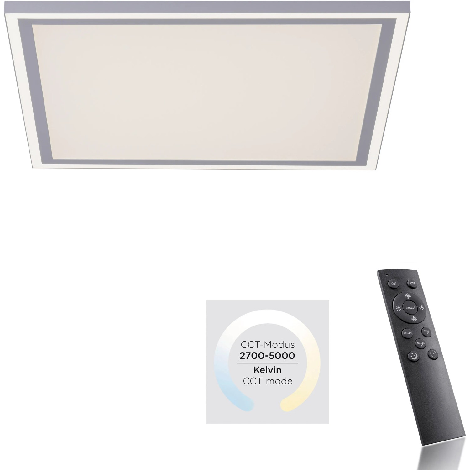 Weiße LED-Deckenleuchte Edging von Just Light, dimmbar mit Fernbedienung.