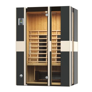 Weka Infrarotkabine Mila 2 Sparset mit Glastür, Holzverkleidung und Zubehör.