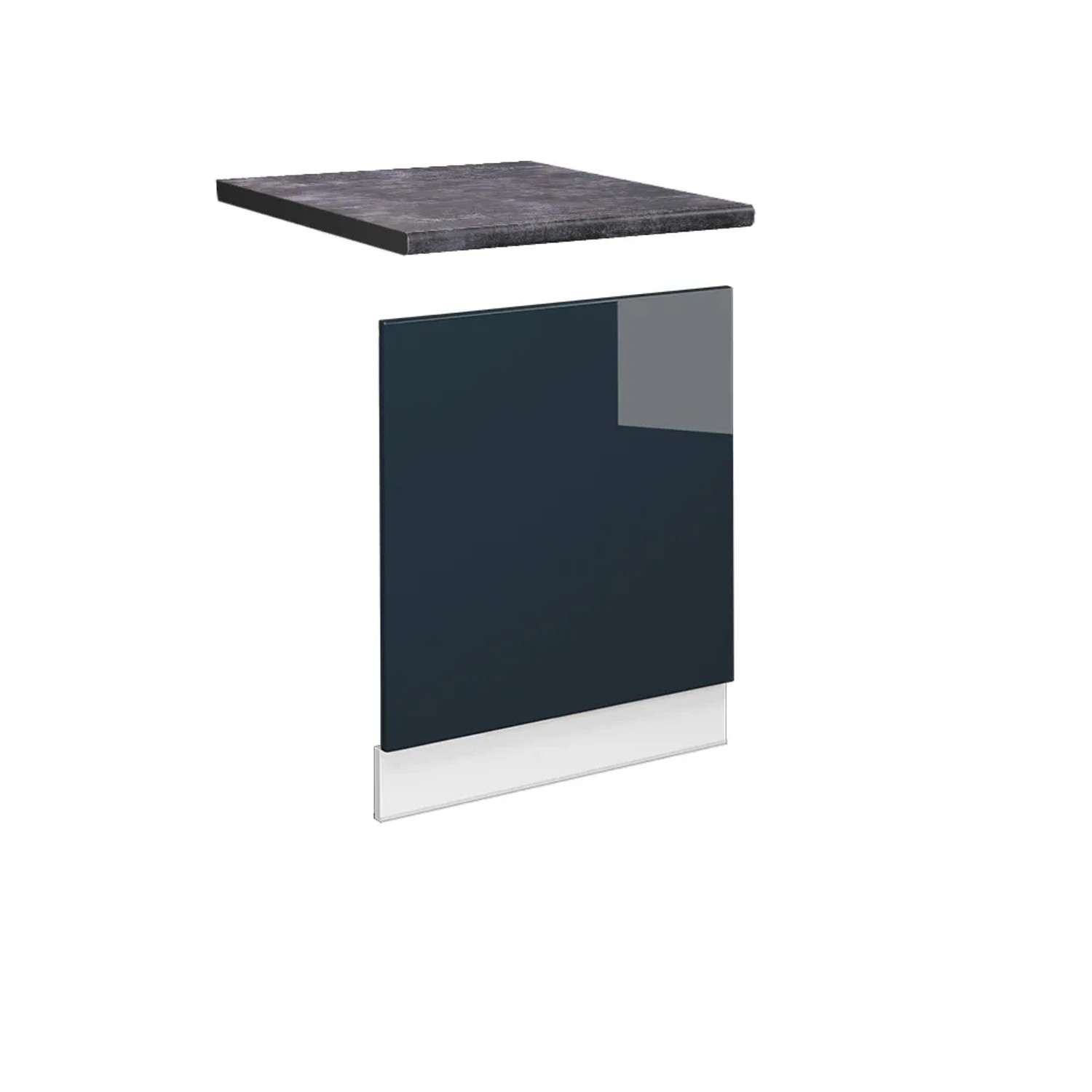 Vicco Frontblende Fame-Line Geschirrspüler Fronttür Dunkelblau Hochglanz 60 cm AP Anthrazit mit Weiß Korpus