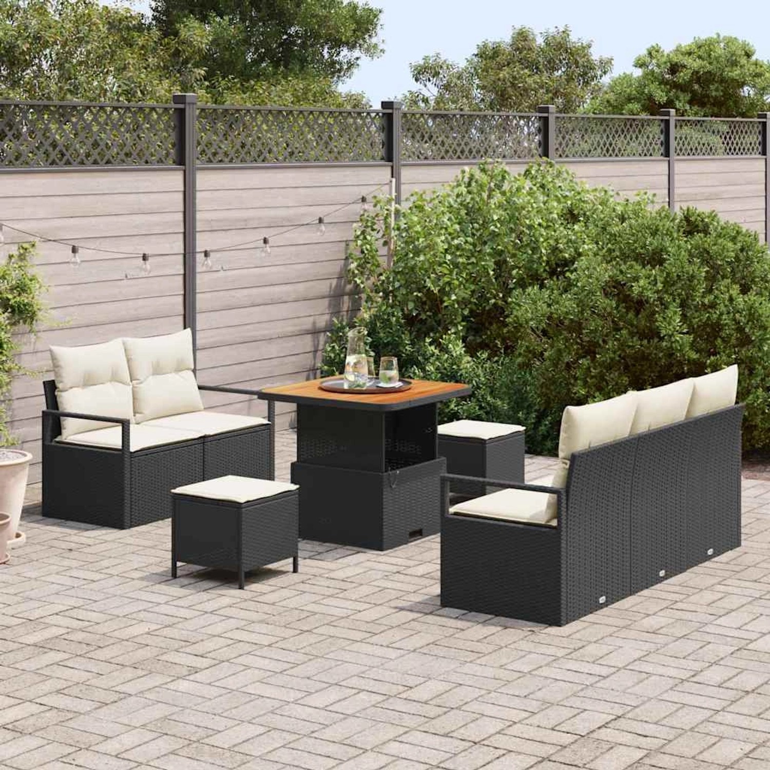 vidaXL Garten-Sofa-Set mit Kissen 8-Tlg Schwarz Poly Rattan 3362465 günstig online kaufen