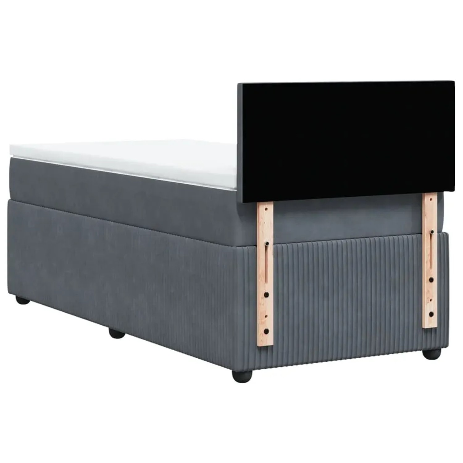 Dunkelgraues vidaXL Boxspringbett 100x200 cm mit Matratze und Kopfteil.