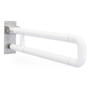 Weißer, klappbarer WC Haltegriff 60cm von eyepower, Badaccessoire für mehr Sicherheit im Bad.