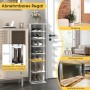 Weißes, schmales 8-stufiges Schuhregal aus MDF mit höhenverstellbaren Fächern, ideal für Flur und Eingang.