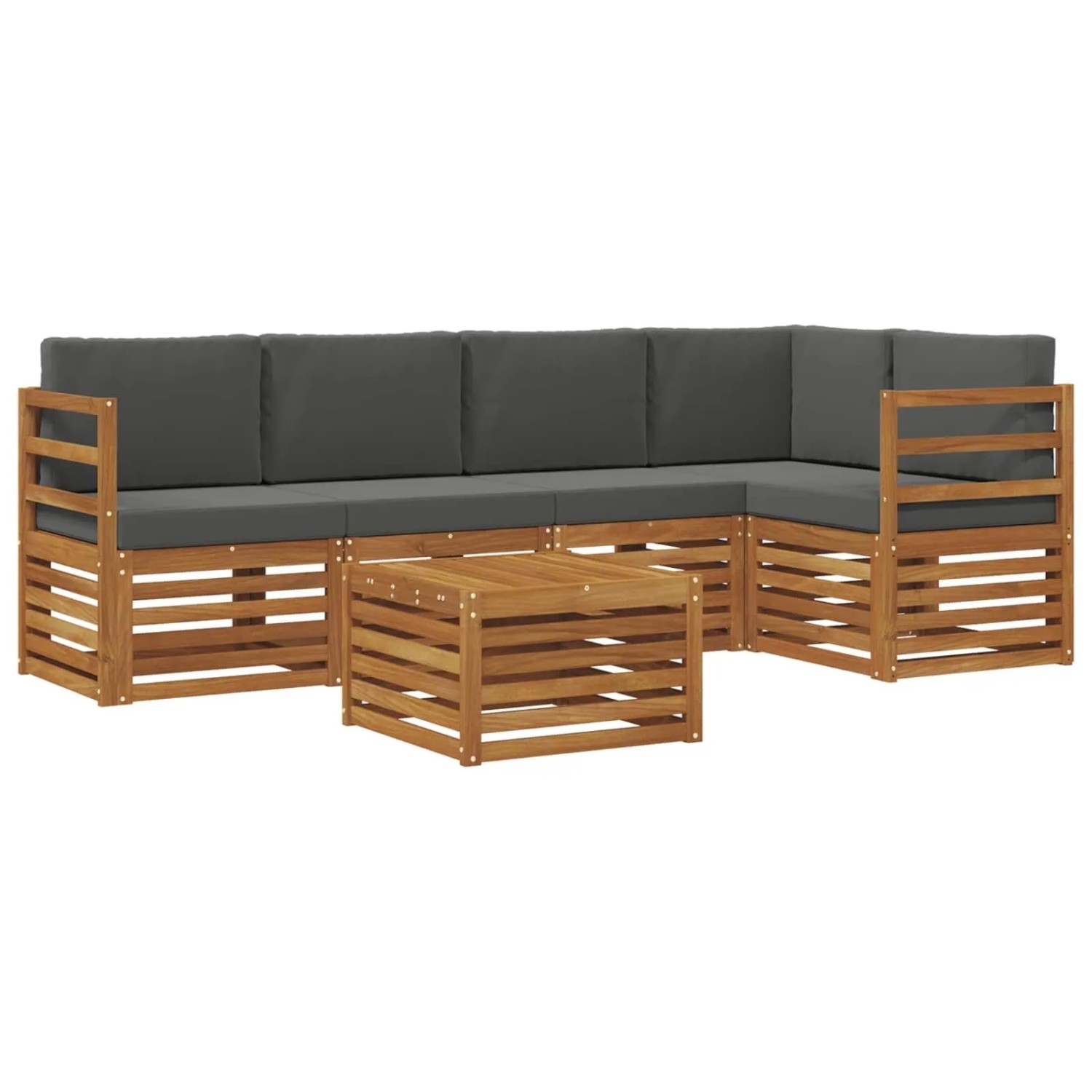 vidaXL Sofagarnituren 6 Tlg Natur und Anthrazit Massivholz Akazie 3374832
