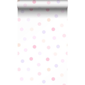 Origin Wallcoverings Tapete Punktmuster Puderrosa Pastellviolett und Pfirsichorange 53 cm x 10.05 m
