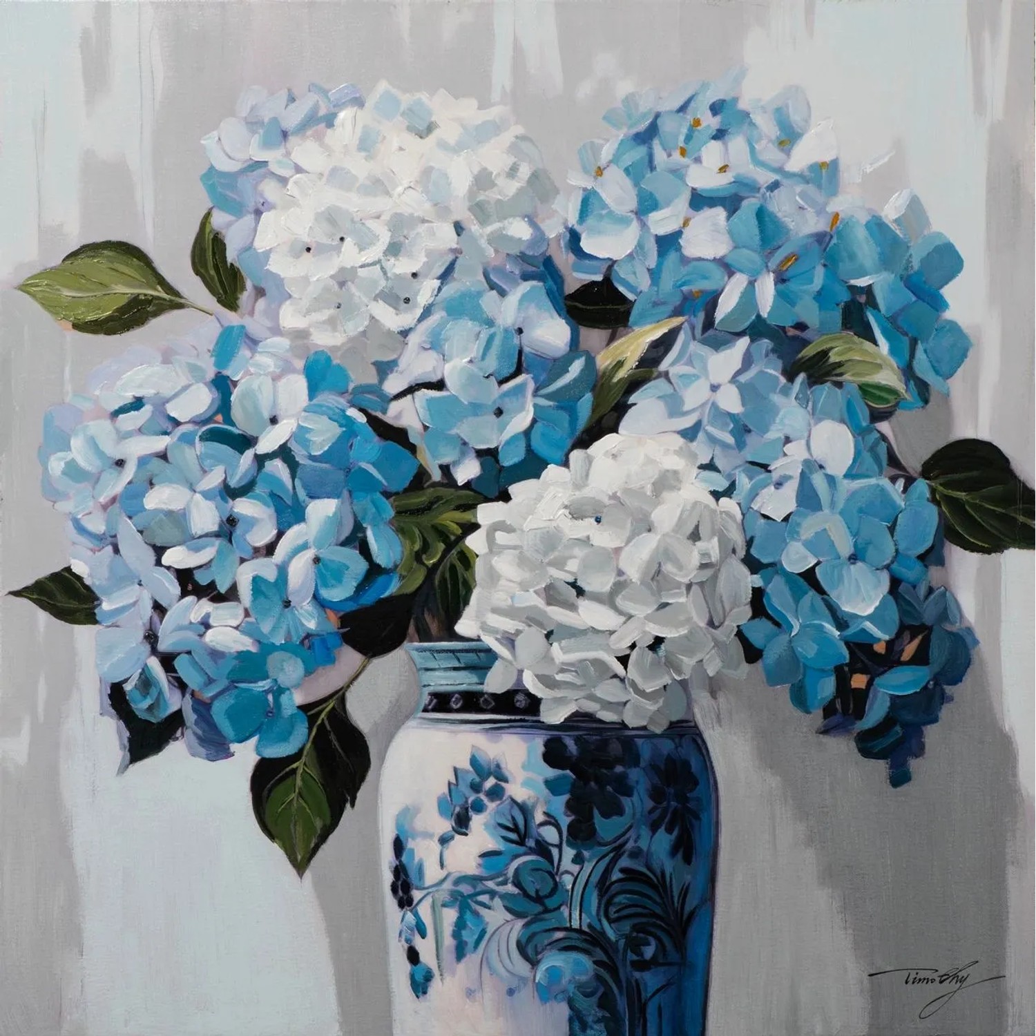 Art Universe Leinwandbild Blaue Hortensien 80 x 80 cm