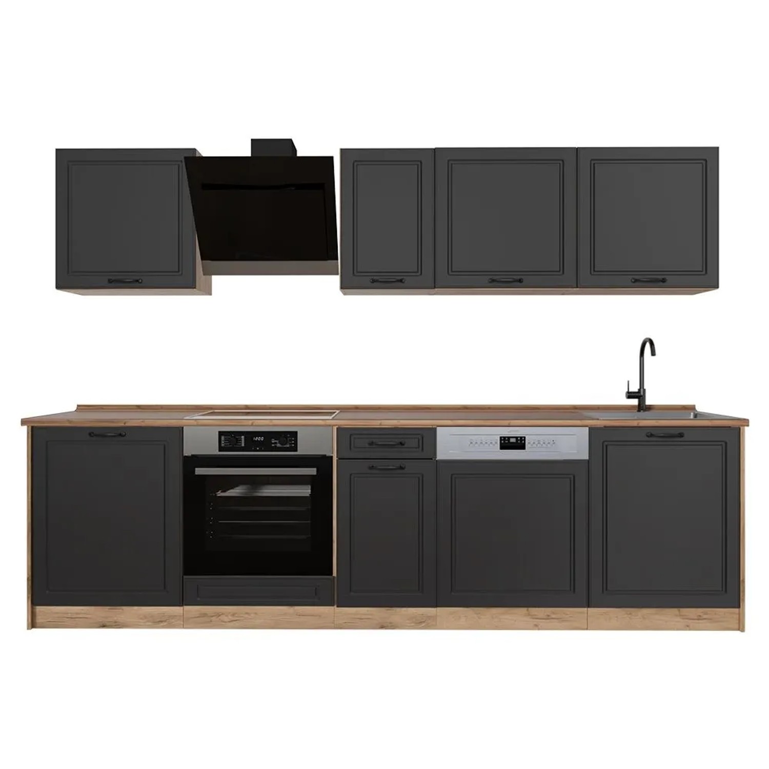 Vicco Küchenzeile R-Line Anthrazit Landhaus/Goldkraft Eiche 280 x 207 Arbeitsplatte Goldkraft Eiche Art Nr 67911
