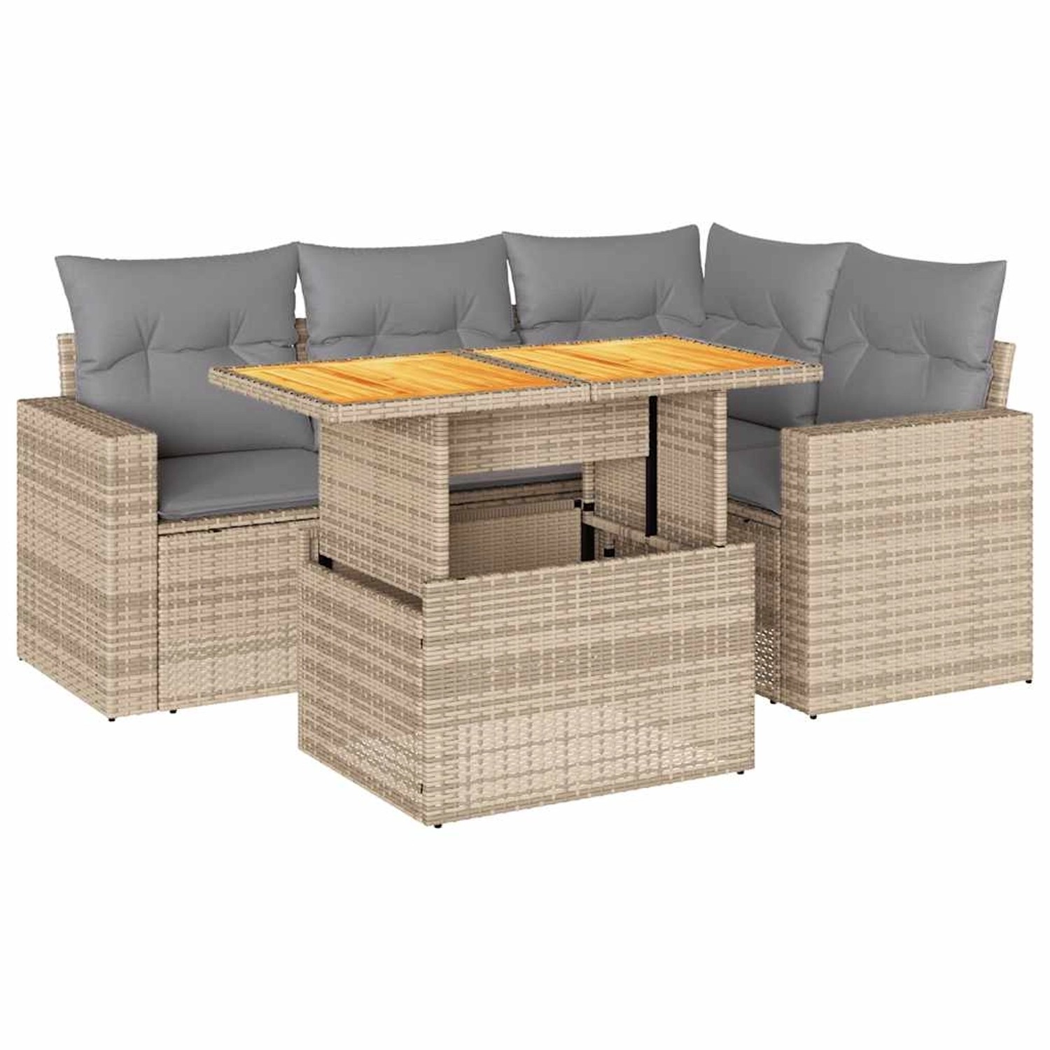 vidaXL 5-Tlg Garten-Sofagarnitur mit Kissen Beige Poly Rattan 3327034 günstig online kaufen