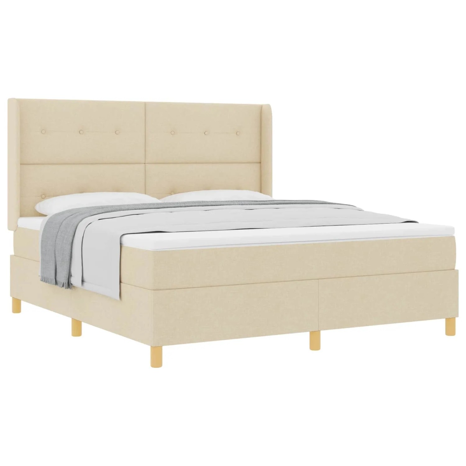 vidaXL Boxspringbett mit Matratze Creme 180 x 200 cm Stoff 3341852