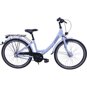 Camax Mädchenrad ATB 20 Zoll in hellem Lila mit 3-Gang-Schaltung und Gepäckträger.