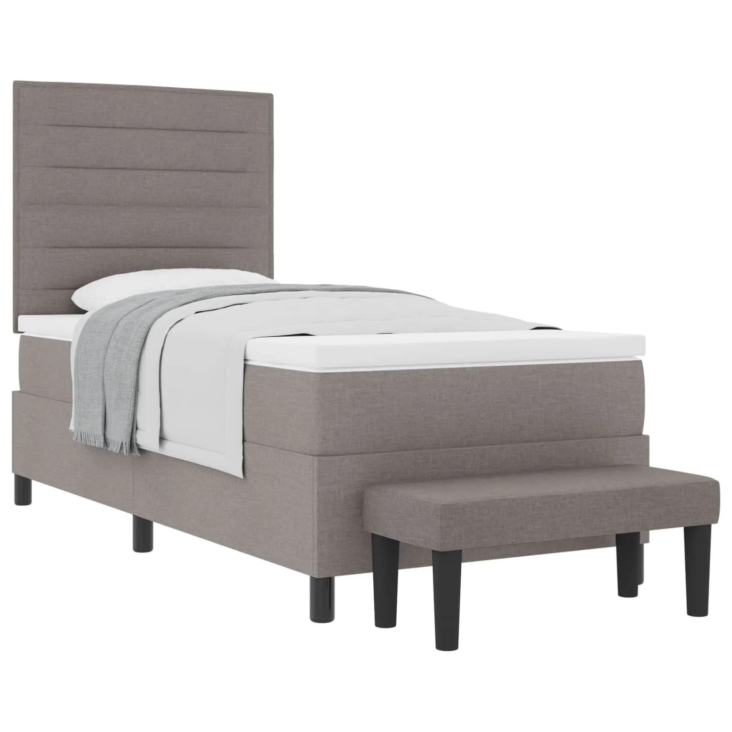 vidaXL Boxspringbett mit Matratze mit Kopfteil Taupe 80 x 200 cm Stoff 3343950
