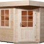 Unbehandeltes Weka Holz-Gartenhaus mit Flachdach, 298x338 cm. Gartenhaus mit Fenster und Tür.