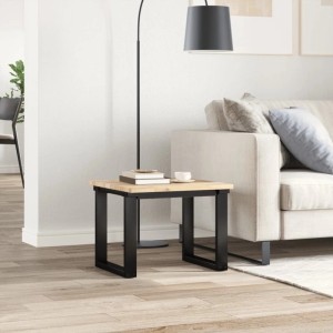 Quadratische Akazienholz-Tischplatte, 50x50 cm, unbehandelt, als Beistelltisch im Wohnzimmer. Ideal für Möbelbauplatten.