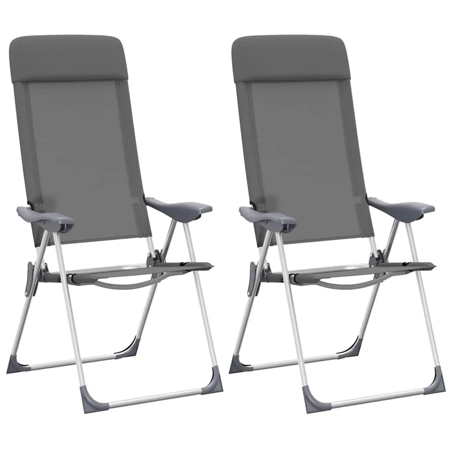 vidaXL Klappbare Campingstühle 2 Stk Grau Aluminium 44304