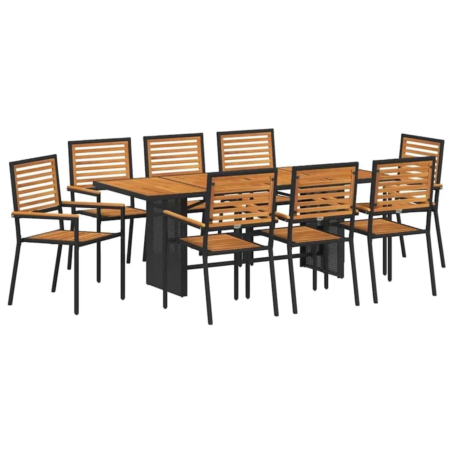 vidaXL Garten Essgruppe 9-Tlg Schwarz und Braun Poly-Rattan 3365452 günstig online kaufen