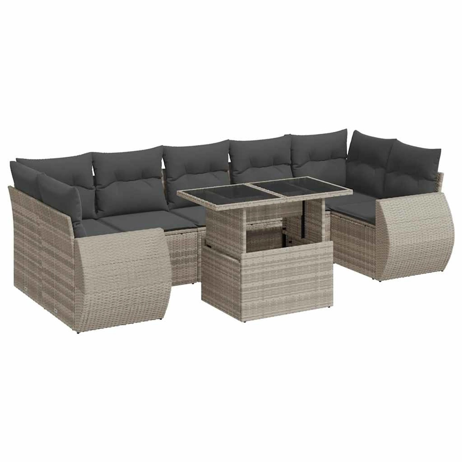 vidaXL 8-Tlg Garten-Sofagarnitur mit Kissen Hellgrau Poly Rattan 3326603 günstig online kaufen