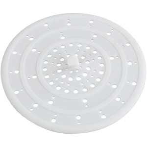 Weißes Wenko Abfluss-Sieb aus Silikon für Küche und Bad.