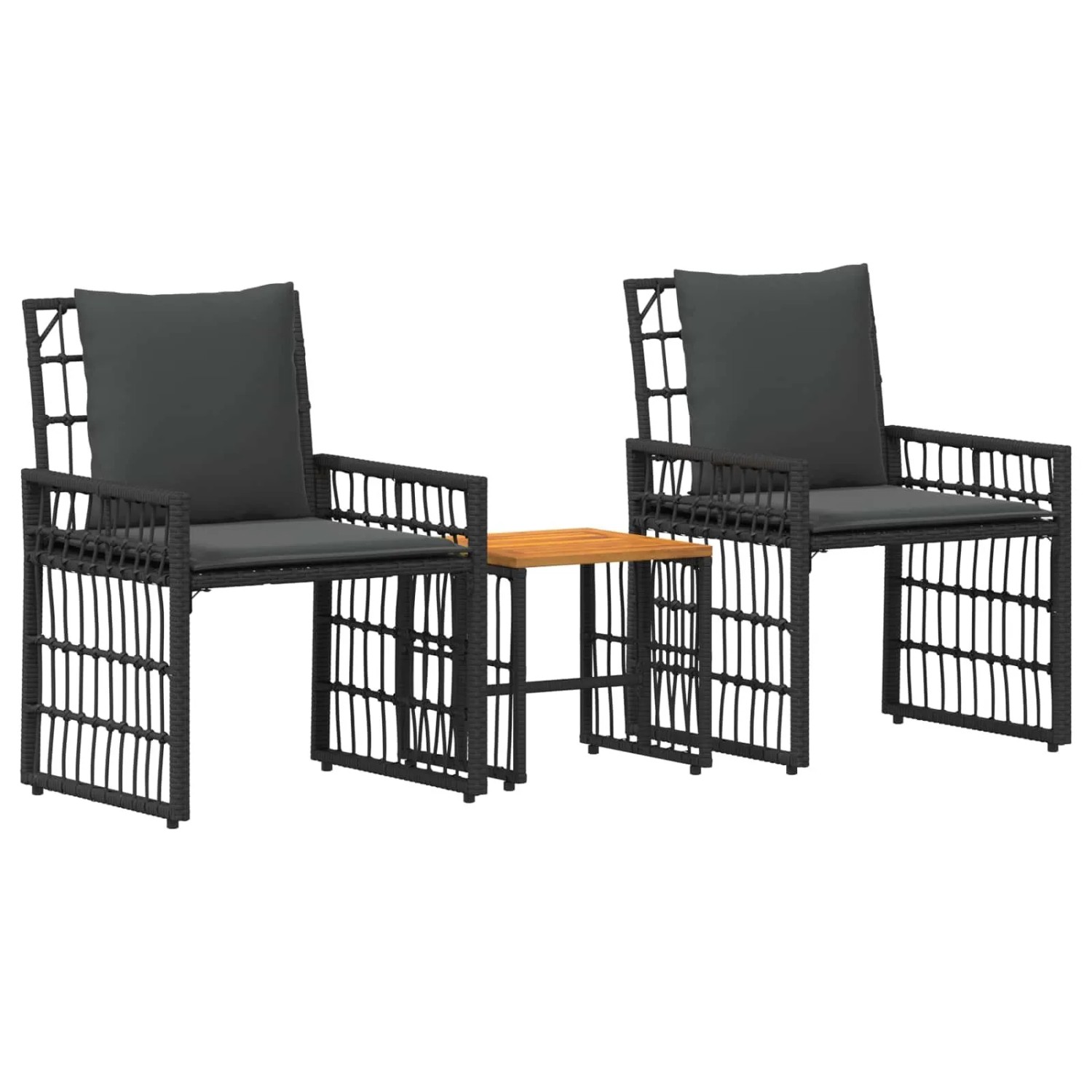 vidaXL Gartenmöbel Set 3-Tlg Schwarz und Dunkelgrau 42025139