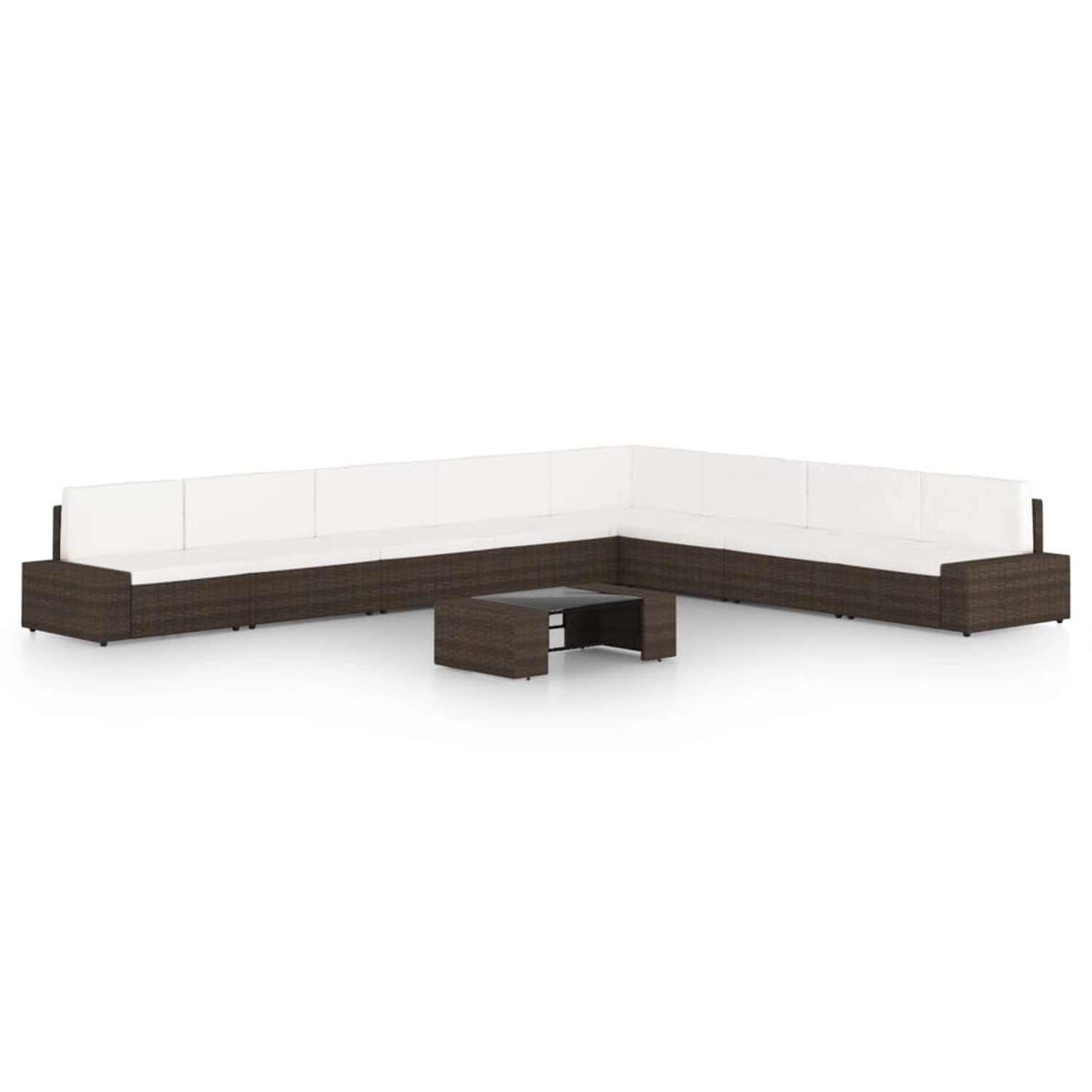 vidaXL 9-Tlg Garten-Lounge-Set mit Kissen Braun Poly Rattan 3067165