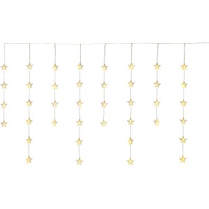 LED-Lichtervorhang mit Sternen, 40 warmweiße LEDs, transparentes Kabel, 6,4 m Länge. Weihnachtsdeko für Innen und Außen.