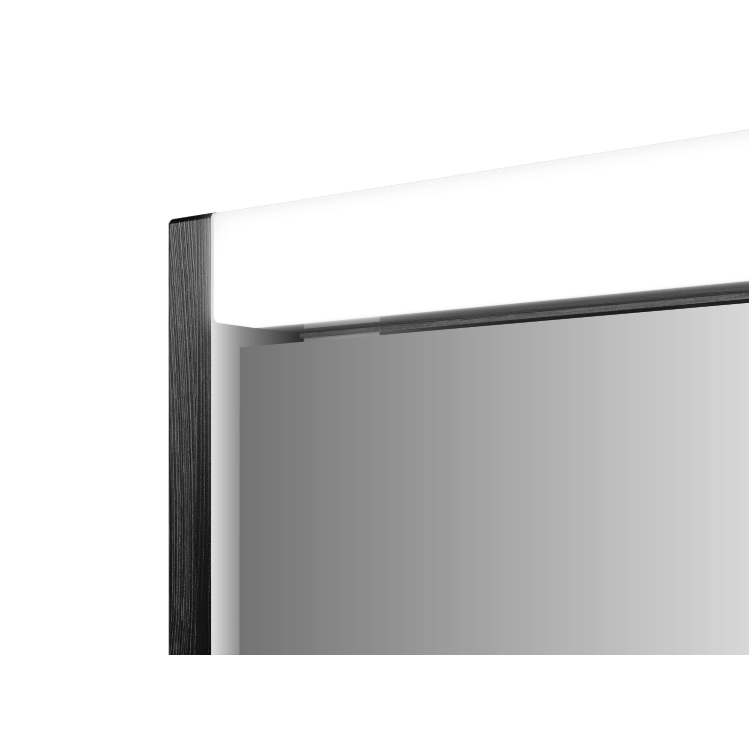 Detailaufnahme: Sieper Spiegelschrank 120 cm, Holzdekor Weiß mit LED-Beleuchtung.