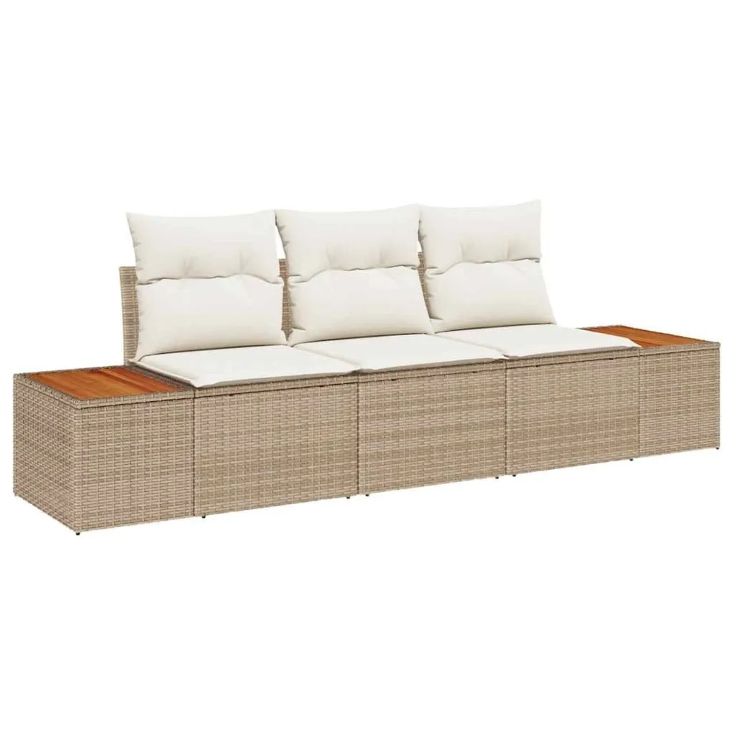 vidaXL Garten-Sofa-Set mit Kissen 3-Tlg Beige und Creme Poly Rattan 3356686
