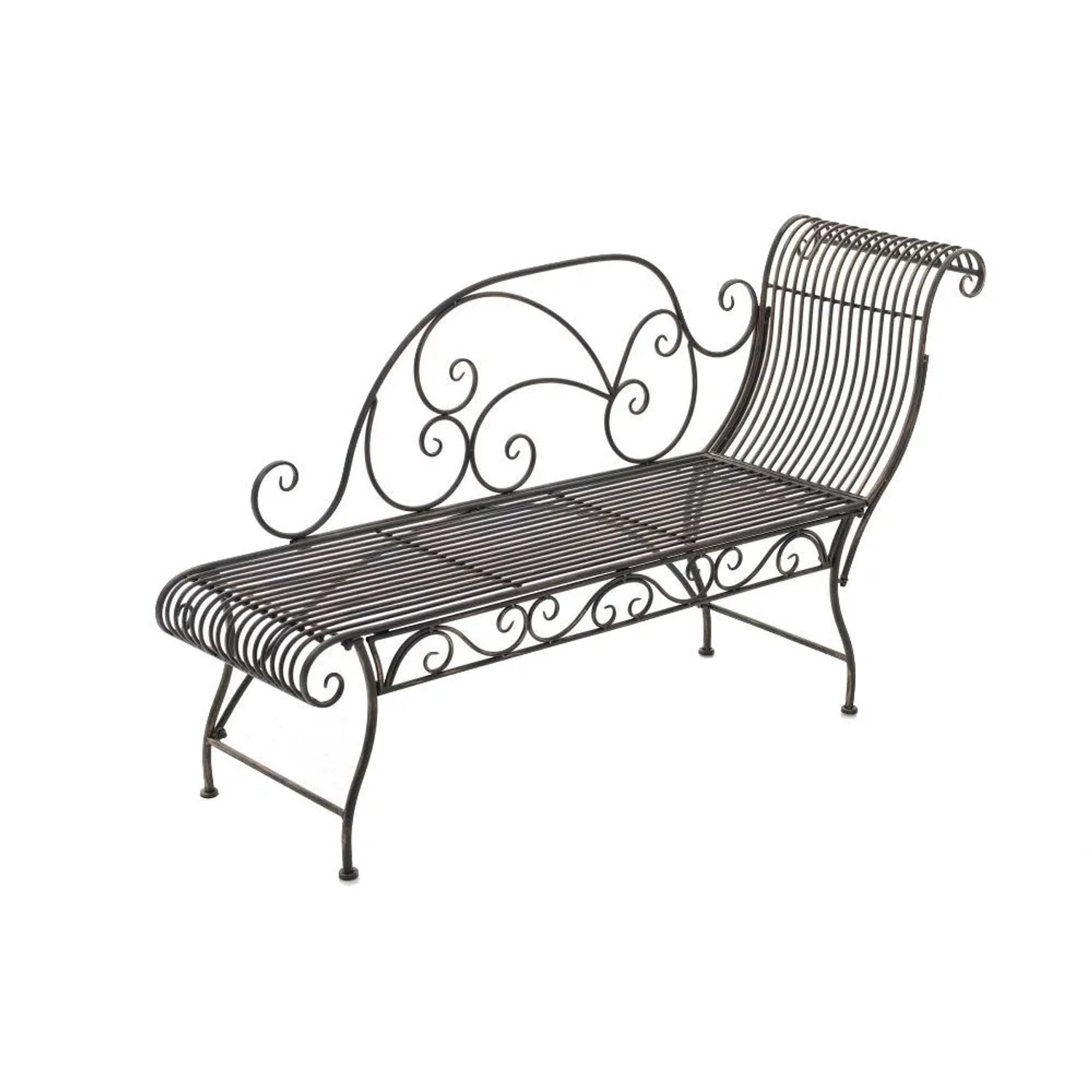 DELUKE Gartenbank SIZON Metall Bronze 156x46x78cm Gartenliege Metall Sonnenliege Antik Vintage Gartenstuhl Lang 1 Sitzer