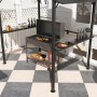Outsunny Grillpavillon aus Metall, schwarz, mit Ablageflächen und Grill unter dem Dach.