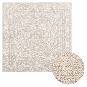 vidaXL Teppich ZIZUR Creme 120x120 cm Jute-Optik Indoor und Outdoor 4010363