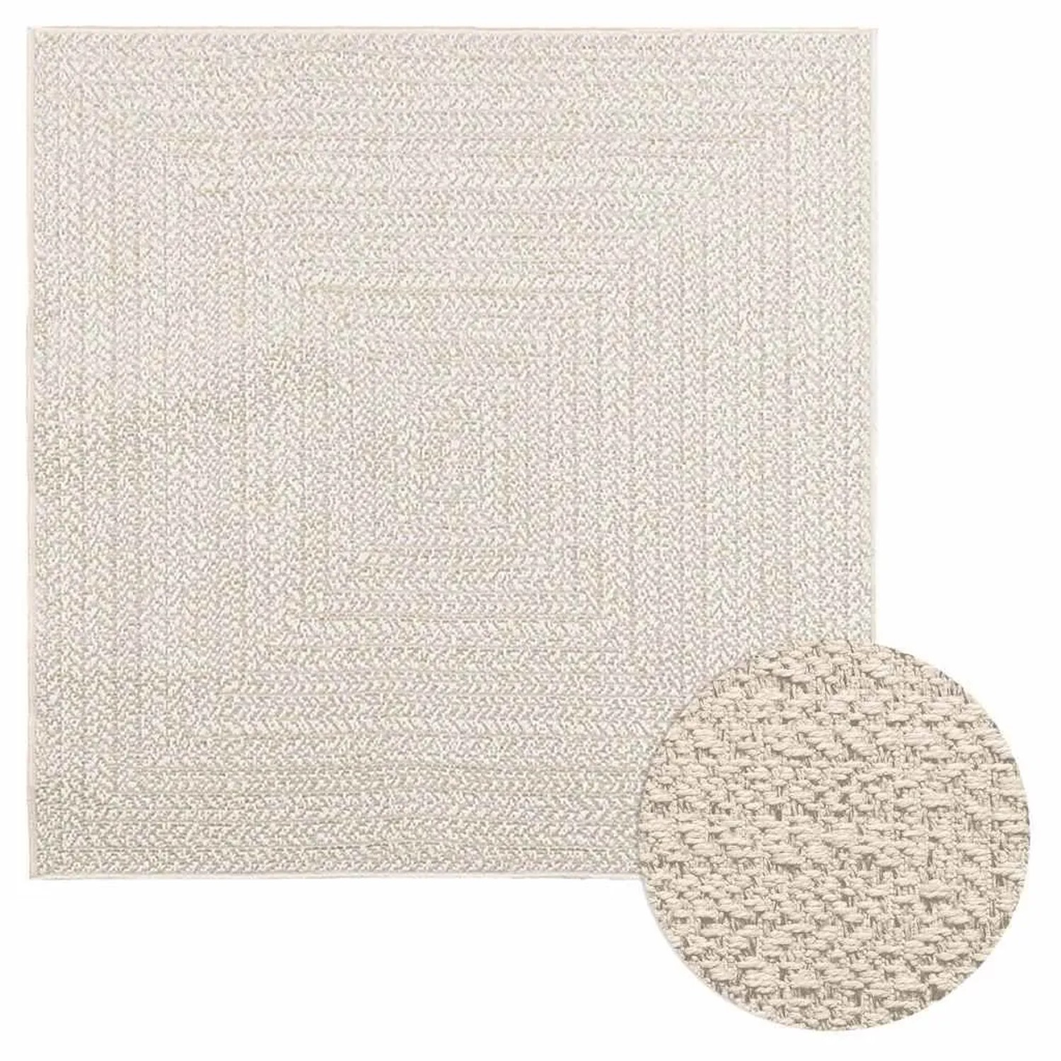 vidaXL Teppich ZIZUR Creme 120x120 cm Jute-Optik Indoor und Outdoor 4010363 günstig online kaufen