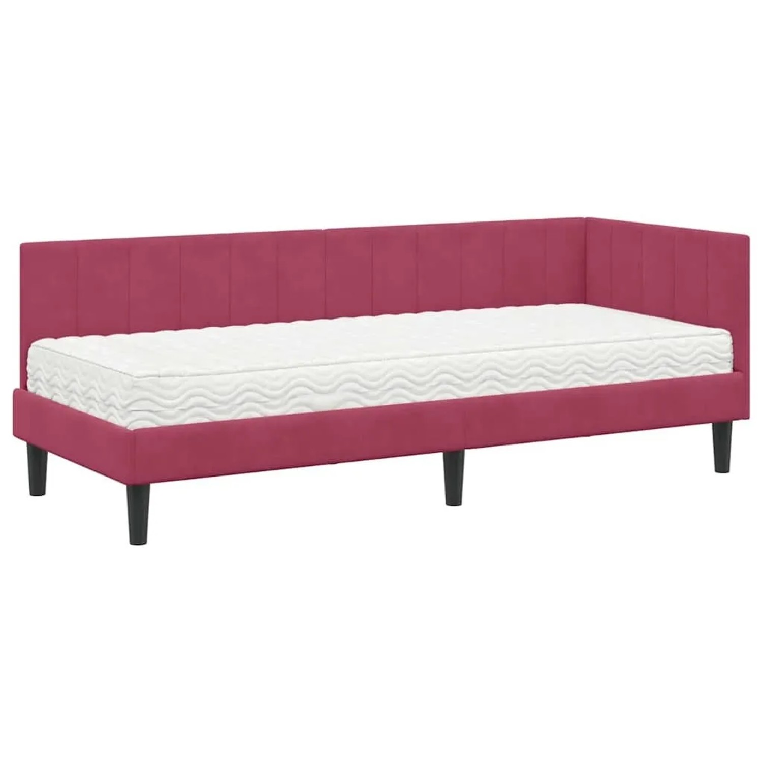 vidaXL Eckbettgestell mit Matratze Weinrot 80 x 200 cm Samt 3393882 günstig online kaufen