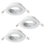 3er Set Eglo Agulo 1 Einbauspot, weiß, aus Stahl, Durchmesser 8,5 cm.