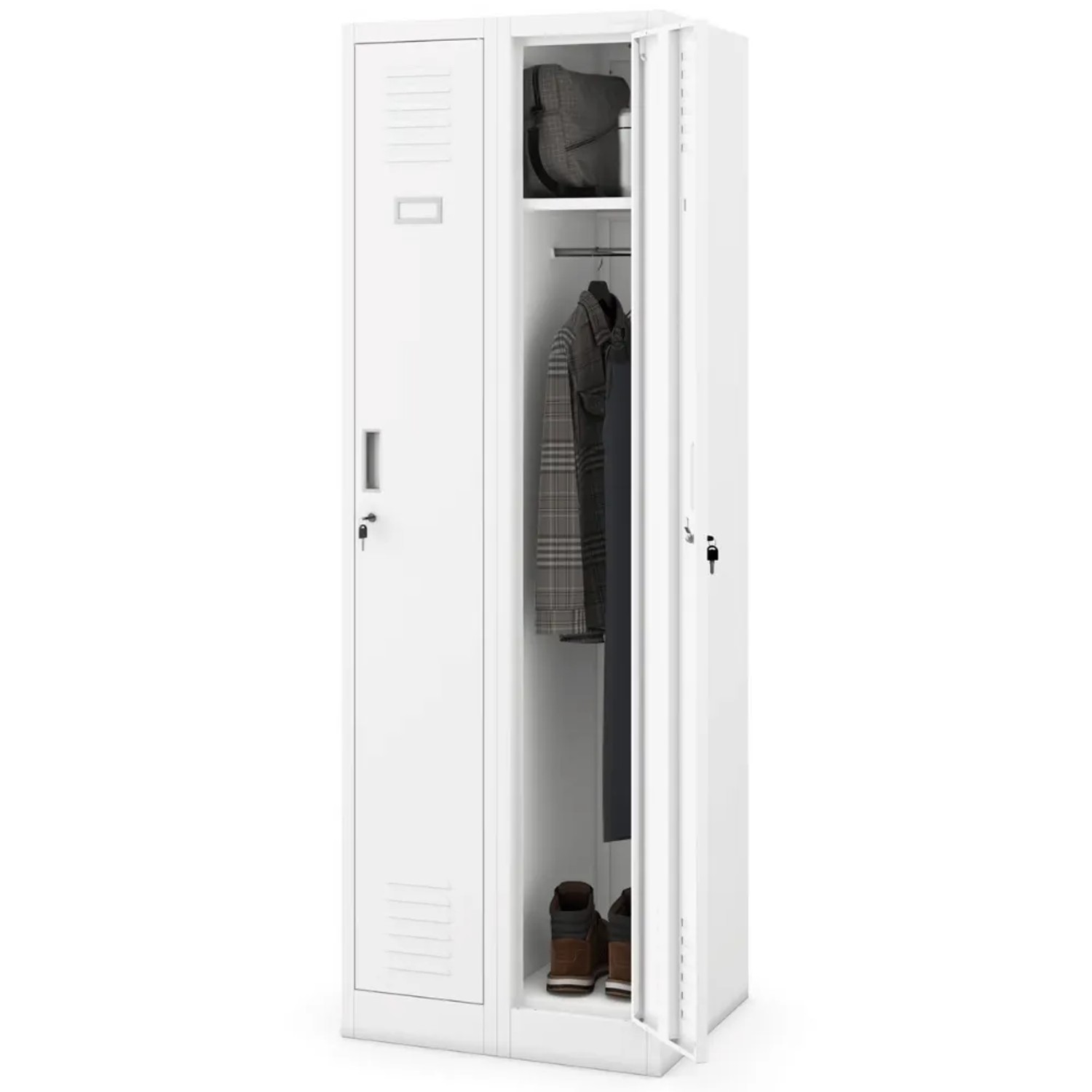 JAN NOWAK Umkleideschrank Spind KACPER 2 Abteile 180 x 60 x 50 cm Weiß