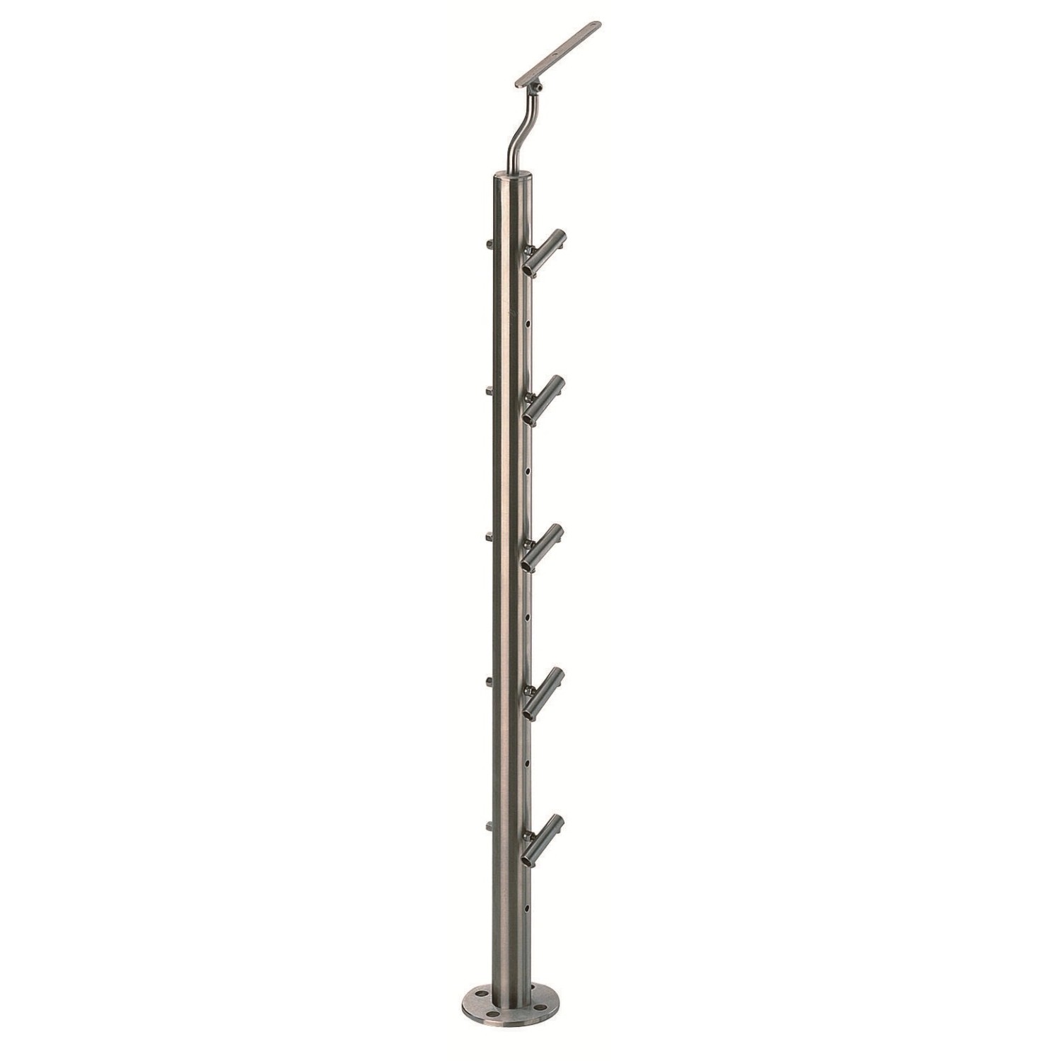 Geländerstütze rund V2A mit Rundstabhalter 85 cm