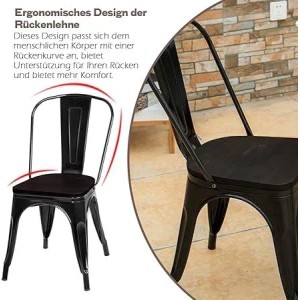 Costway 4er Set Stapelstühle, Esszimmerstühle aus Metall, Barhocker, schwarz.