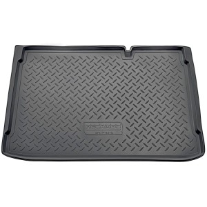 Schwarze Gummi Kofferraumwanne für Opel Corsa D/E ab 2006, passgenau mit Rand.