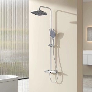 Emke Duschsystem mit Thermostat, Chrom, mit Regendusche und Handbrause mit 3 Strahlarten.