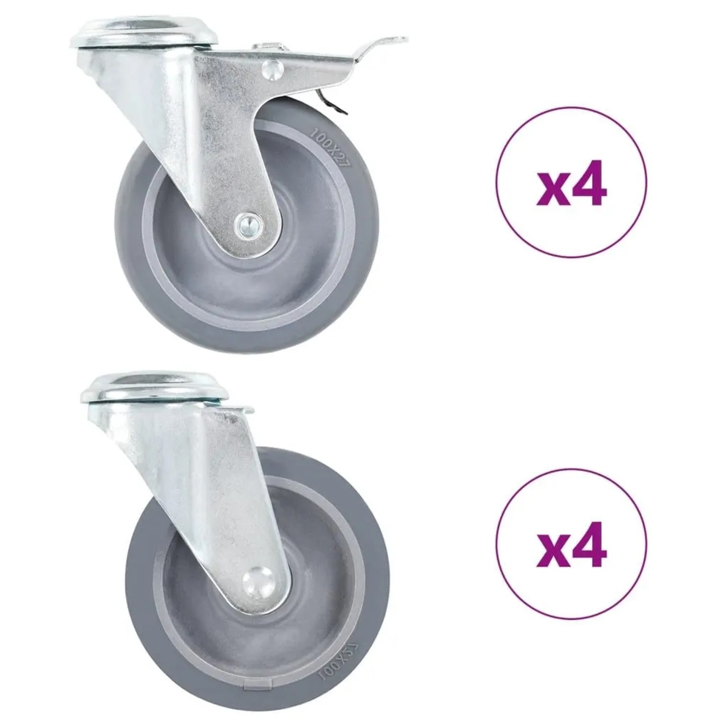 vidaXL 8 Stk Lenkrollen mit Rückenloch 100 mm 277891