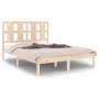 vidaXL Massivholzbett, 135x190 cm, Kiefernholz Bett mit Lattenrost und Kopfteil.