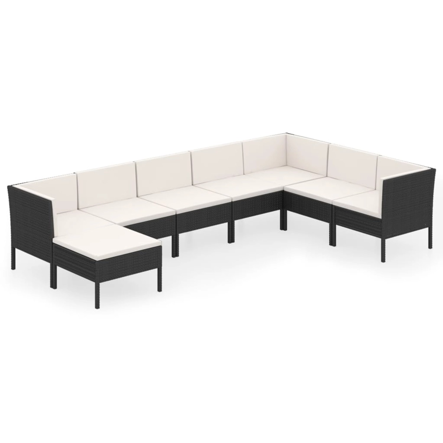 vidaXL 8-tlg Garten-Lounge-Set mit Auflagen Poly Rattan Schwarz Modell 43