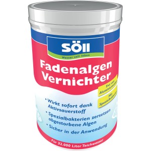 Söll Fadenalgen Vernichter 1kg Dose für klare Teiche. Entfernt Fadenalgen schnell und effektiv.