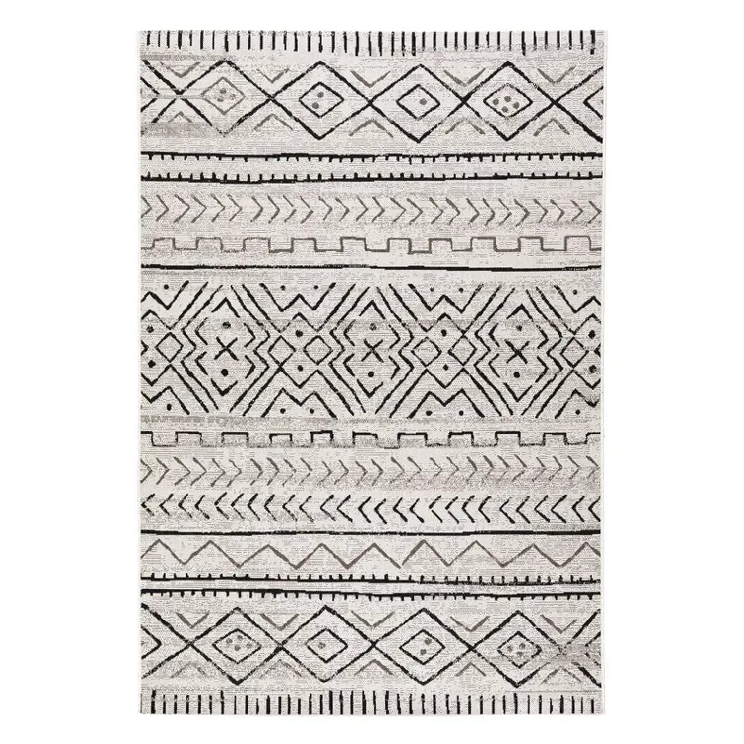 KARAT Outdoorteppich Aztec Gemütlicher Außenteppich Grau 120 x 170 cm günstig online kaufen