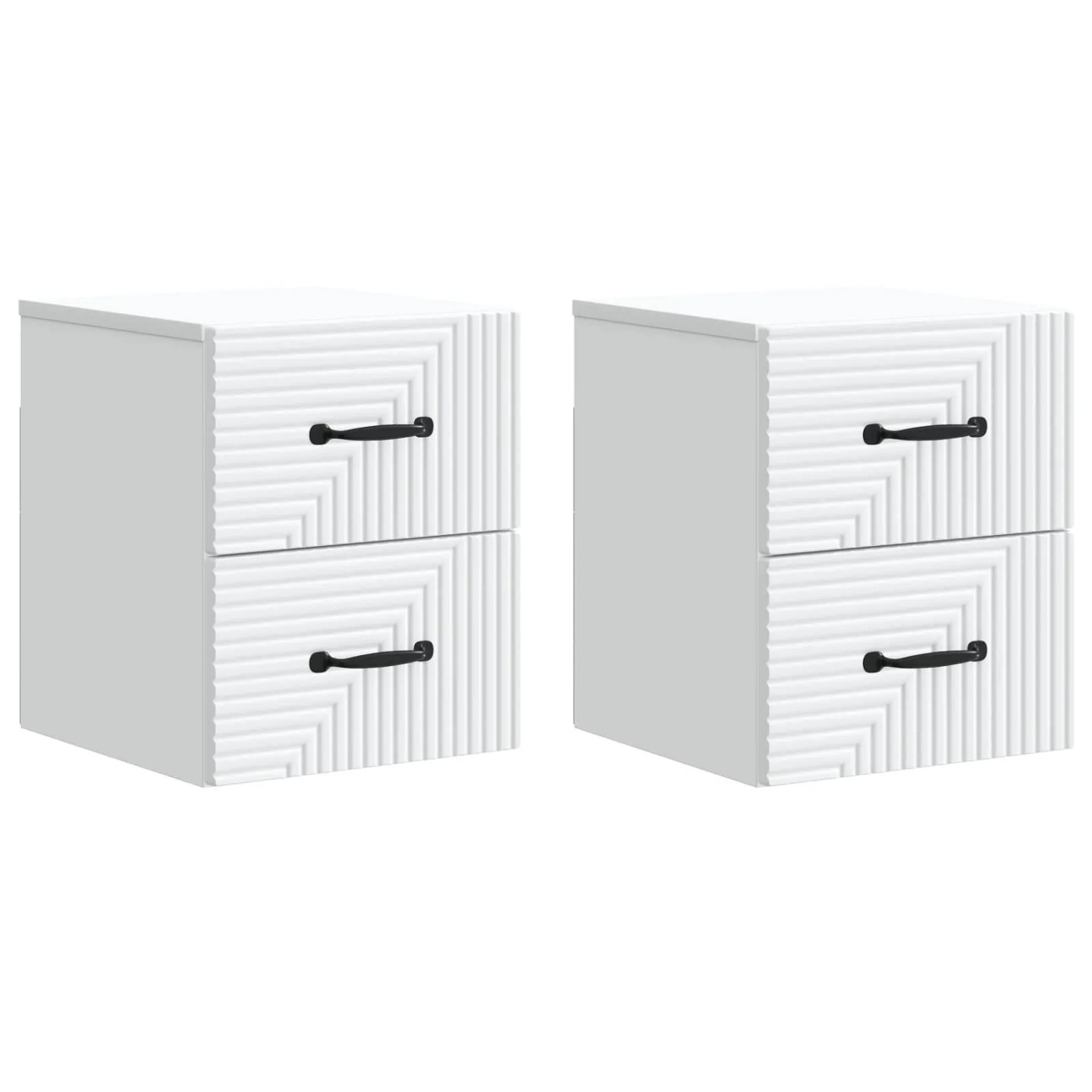 vidaXL Wandmontierter Nachttisch 2 Stk Weiß 34,5 x 33 x 40 cm 898636
