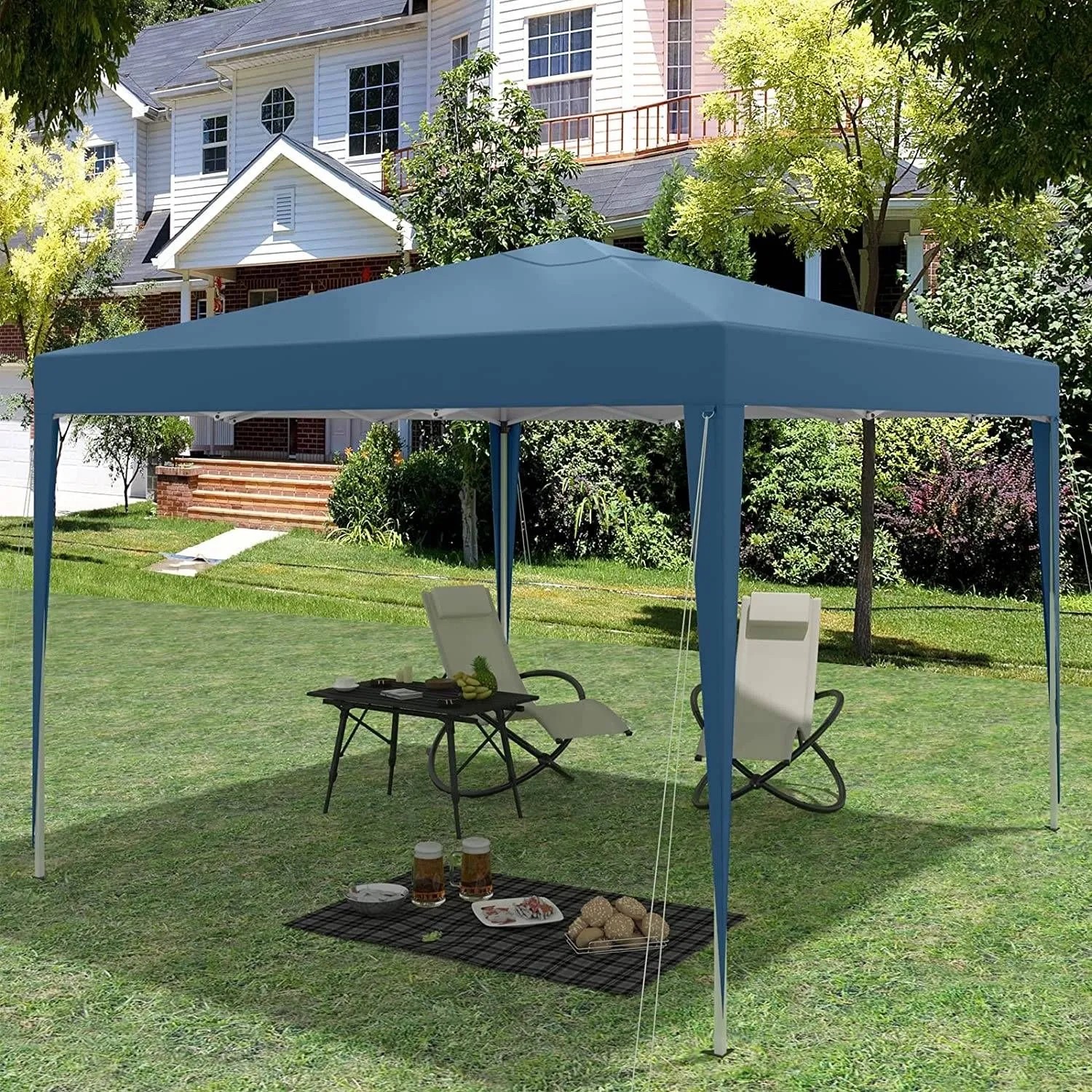 WOLTU Pavillon Pop-Up Wasserdichter Sonnenschutz 3 x 3 m Blau_8