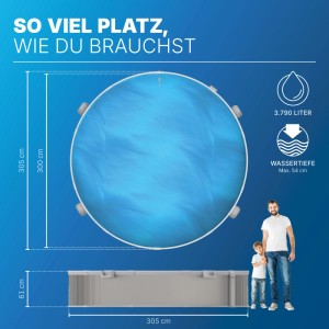 Bestway Tanx Stahlwandpool Set mit Filterpumpe Ø 305 X 61 Cm Grau Rund